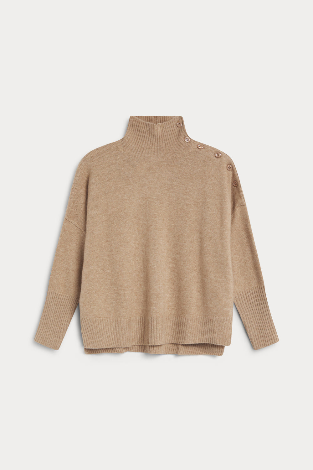 jersey cuello alto con botones 100% cashmere. Again cashmere beige