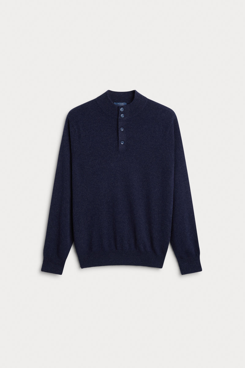 jersey cuello mao hombre cashmere azul marino. AGAIN Cashmere.