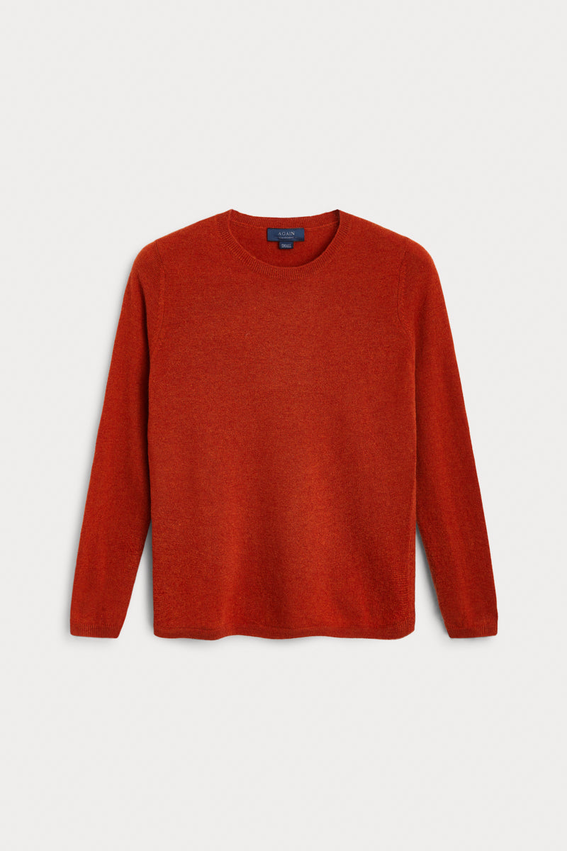 jersey cuello redondo basico mujer naranja 100% cashmere. AGAIN Cashmere. 