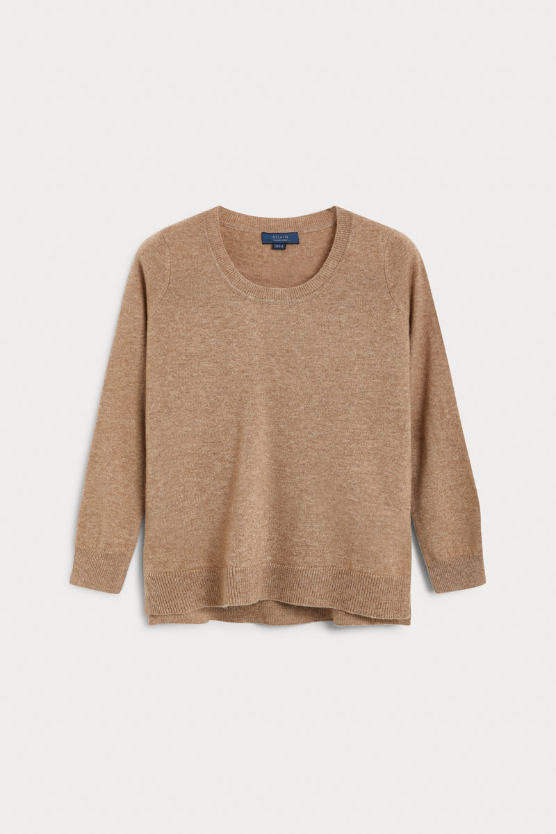 Jersey cuello redondo cashmere mujer camel. AGAIN Cashmere, expertos en fibras naturales.