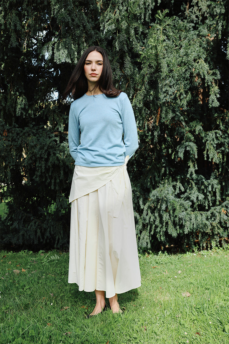 jersey cuello redondo cashmere seda ultrafino de mujer