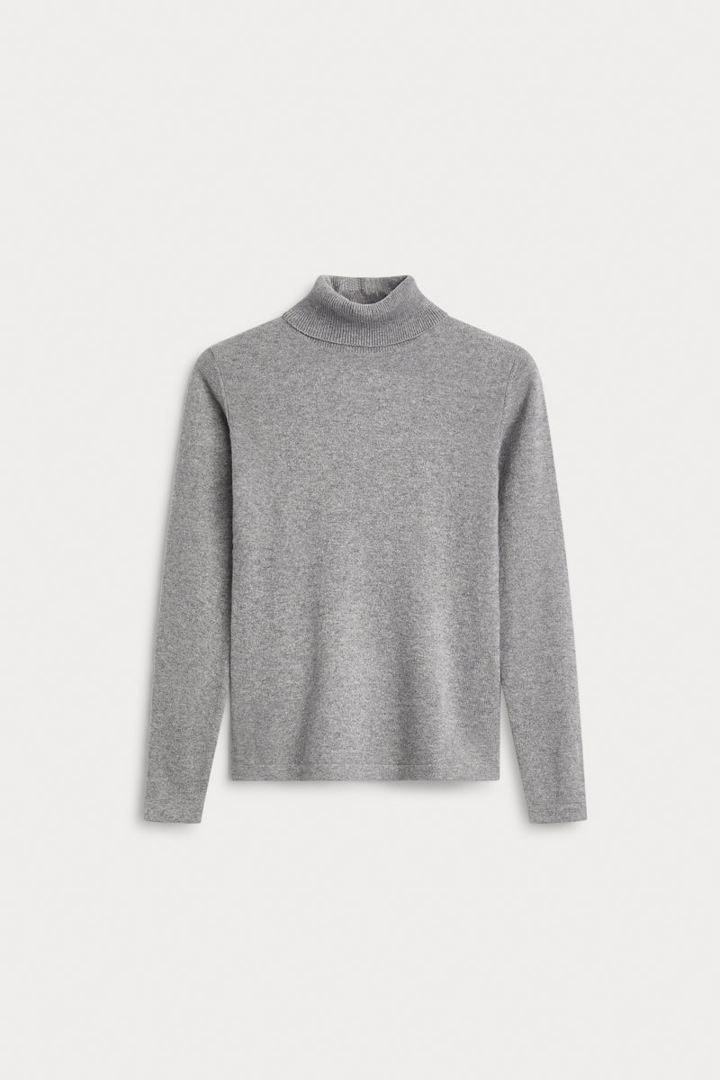 ersey cuello vuelto basico gris 100% cashmere. AGAIN Cashmere.