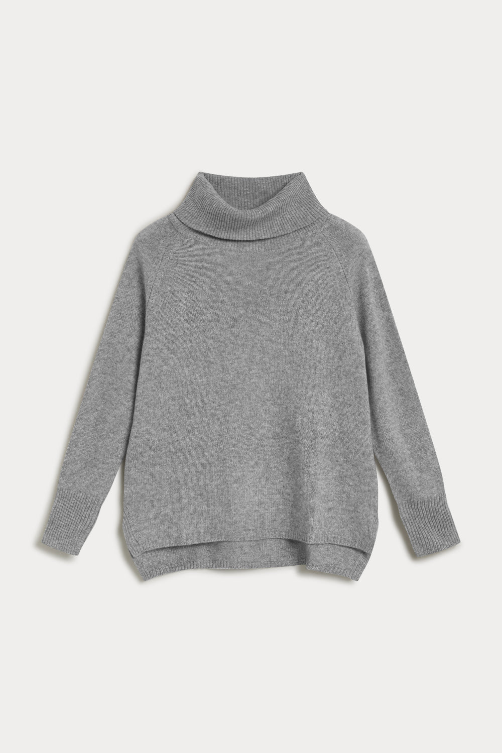jersey cuello vuelto oversize cashmere mujer gris