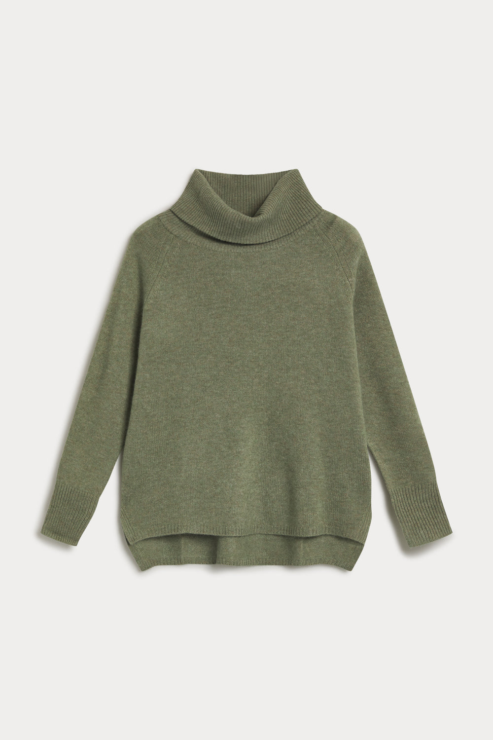 jersey cuello vuelto oversize cashmere mujer verde oliva
