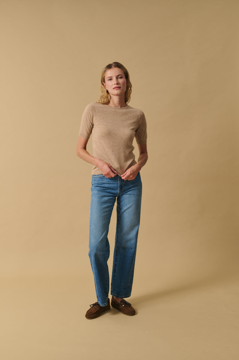 Jersey manga corta 100% cashmere. Again cashmere.