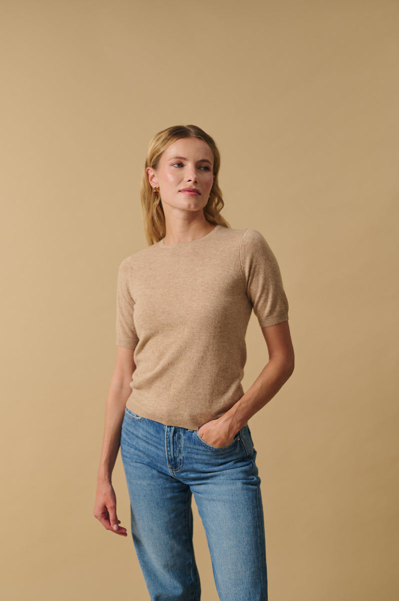 Jersey manga corta 100% cashmere. Again cashmere.