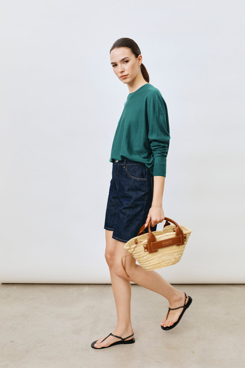 Jersey de escote redondo cashmere ultrafino seda 