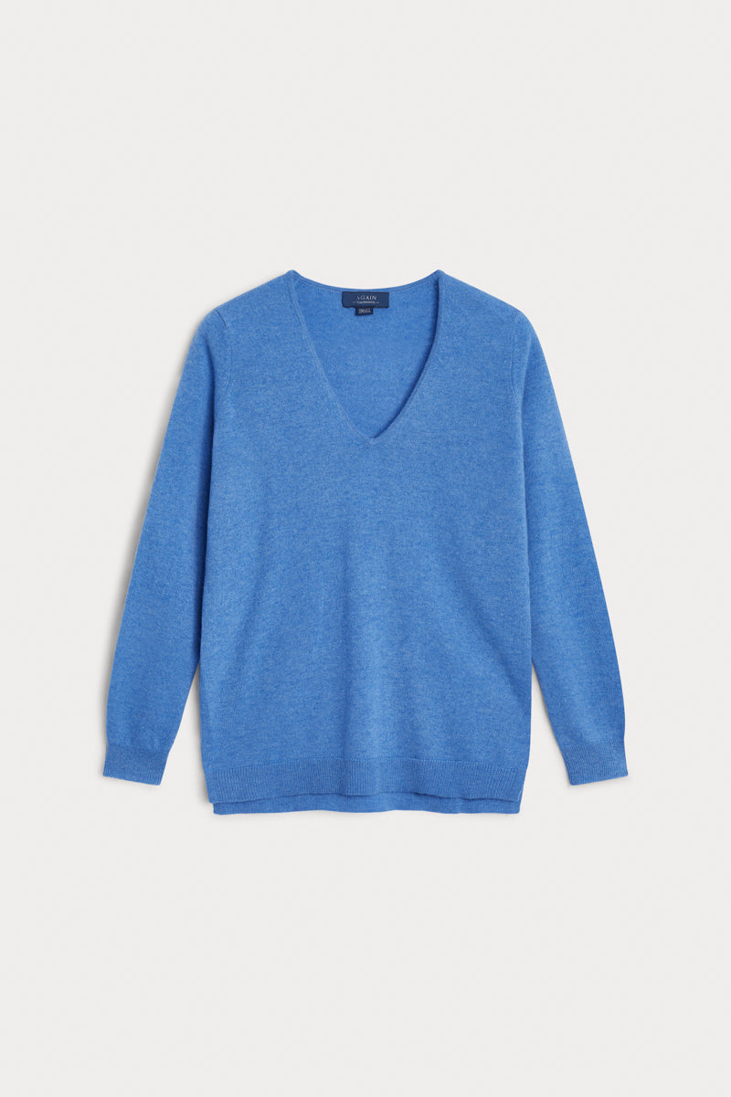  Jersey pico cashmere azul claro AGAIN Cashmere.