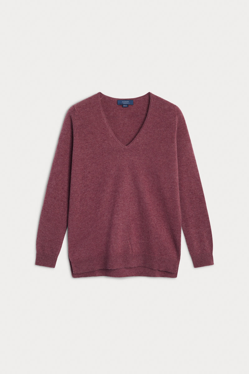 Jersey pico cashmere berenjena AGAIN Cashmere.