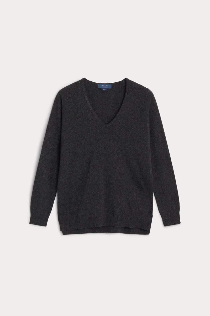 Jersey pico cashmere gris marengo AGAIN Cashmere.