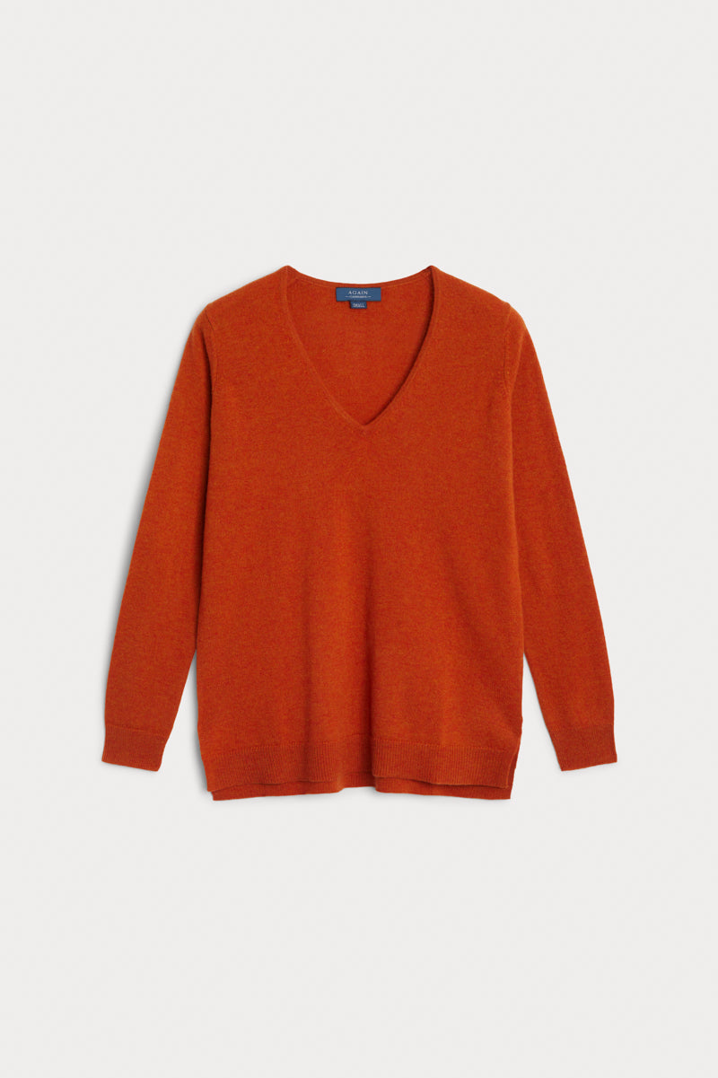 Jersey pico cashmere naranja AGAIN Cashmere.