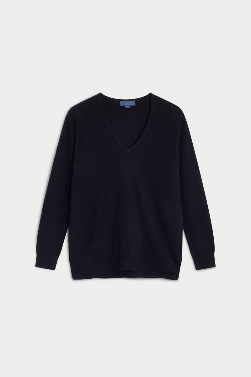 Jersey pico cashmere negro AGAIN Cashmere.