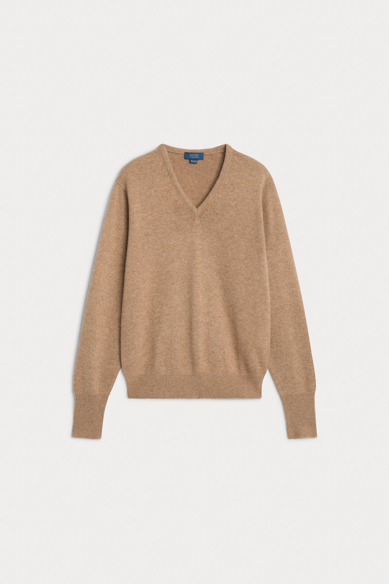 Jersey pico hombre 100% cashmere dos cabos. AGAIN Cashmere