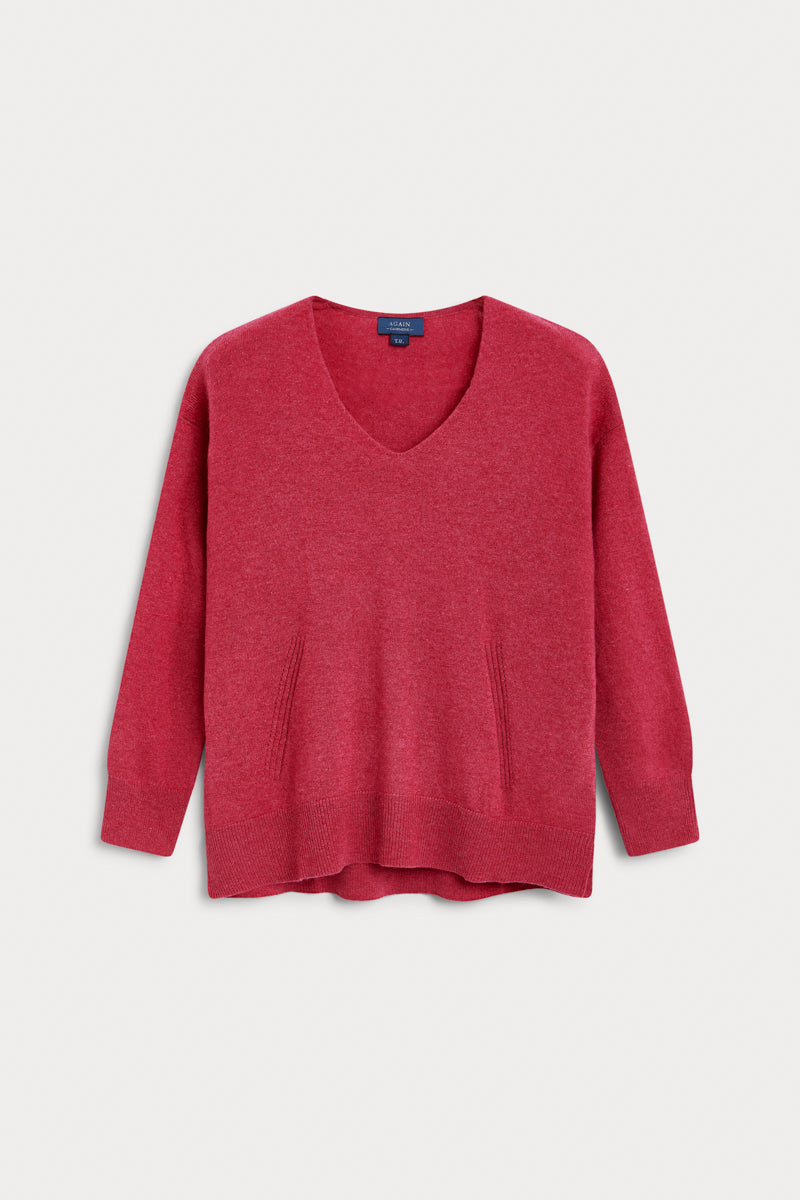 jersey pico oversize cashmere fresa. AGAIN Cashmere, expertos en fibras naturales.