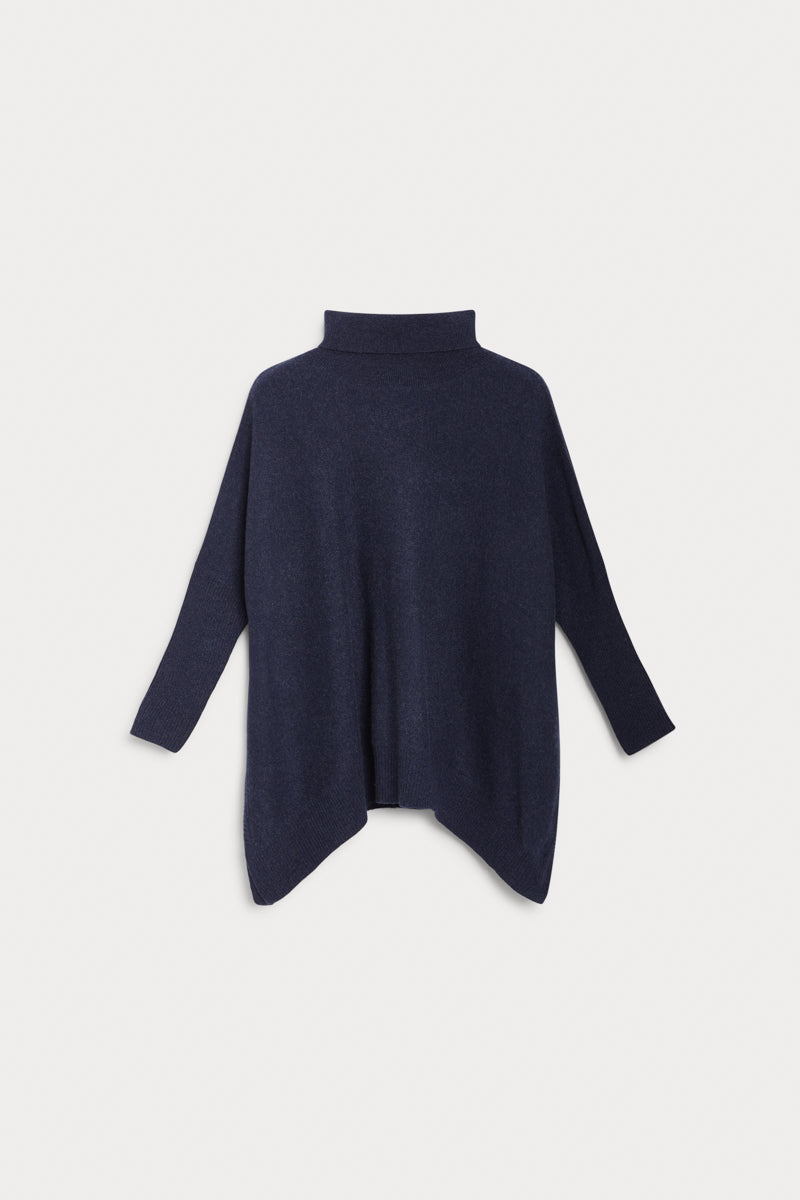 pocho cuello vuelto cashmere azul noche 100% cashmere. AGAIN Cashmere.