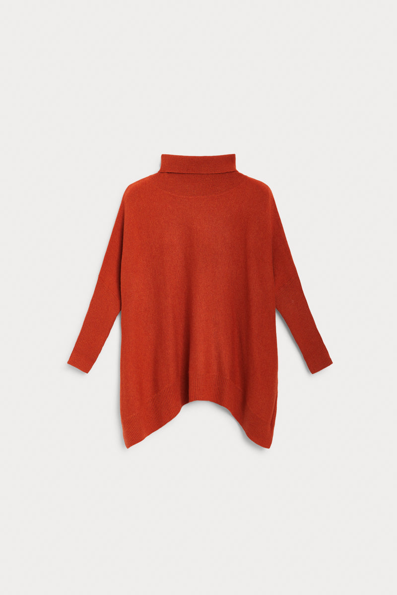 pocho cuello vuelto cashmere naranja 100% cashmere. AGAIN Cashmere.