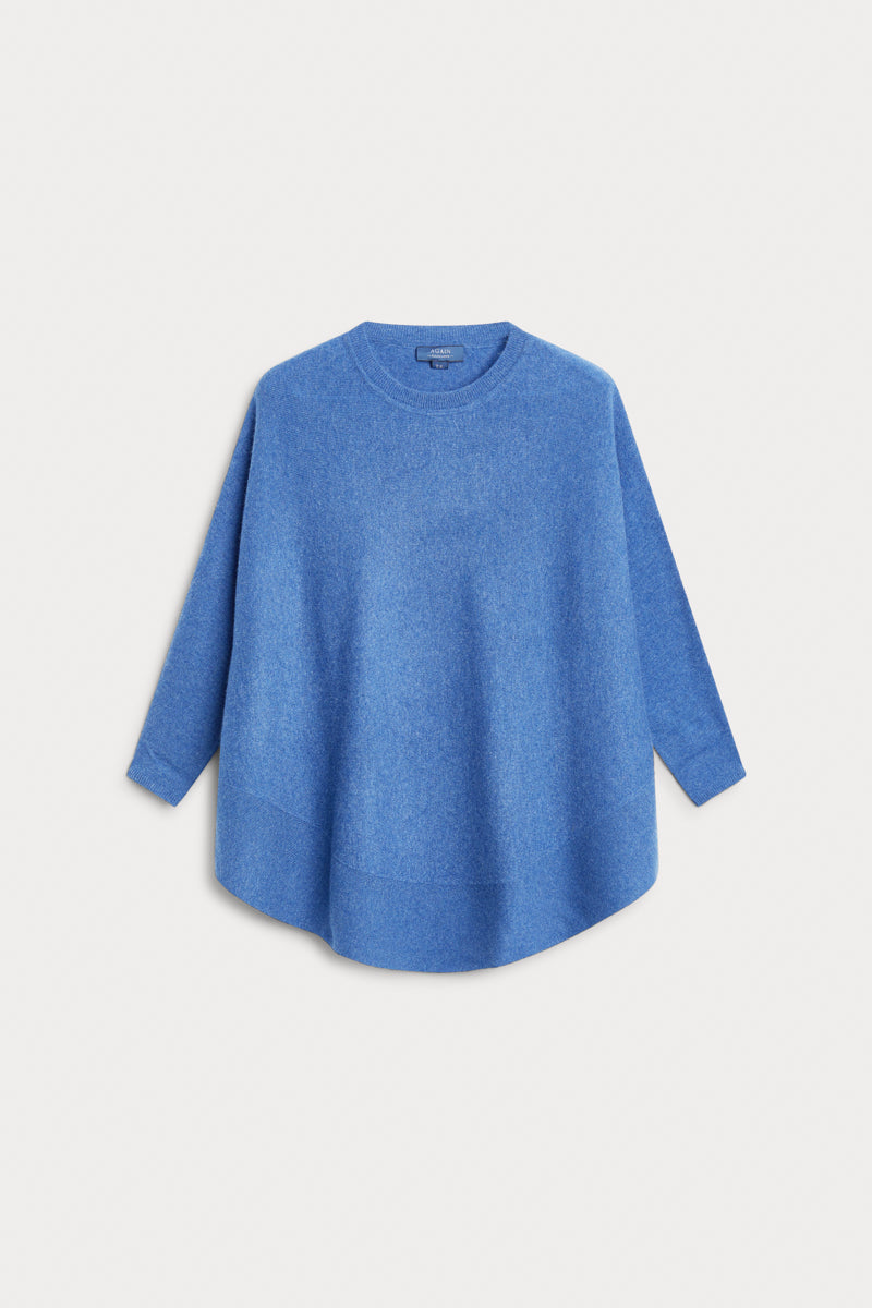 poncho caja redondo azul claro 100% cashmere. AGAIN Cashmere.