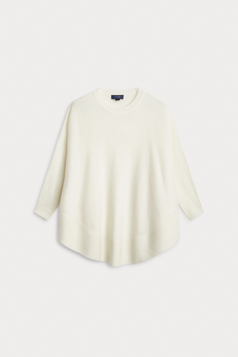 poncho caja redondo blanco 100% cashmere. AGAIN Cashmere.