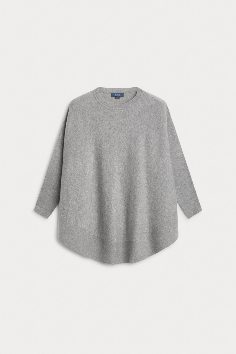 poncho caja redondo gris 100% cashmere. AGAIN Cashmere.