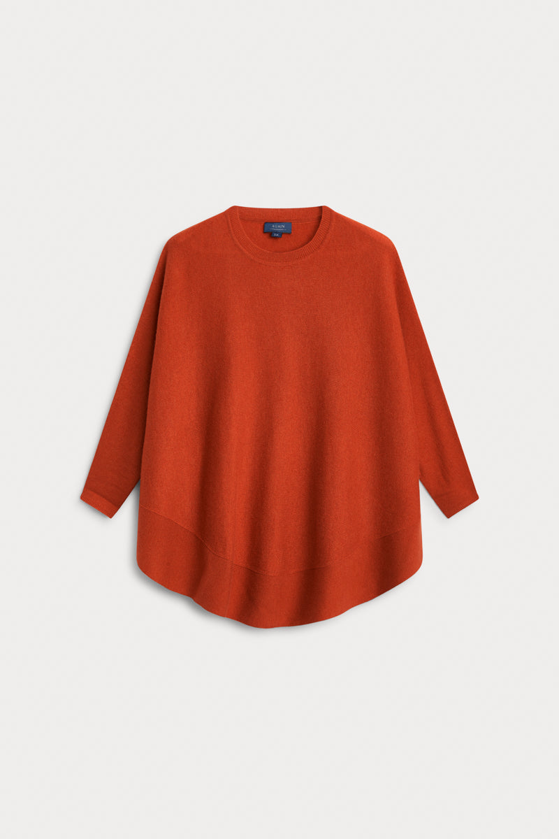 poncho caja redondo naranja 100% cashmere. AGAIN Cashmere.