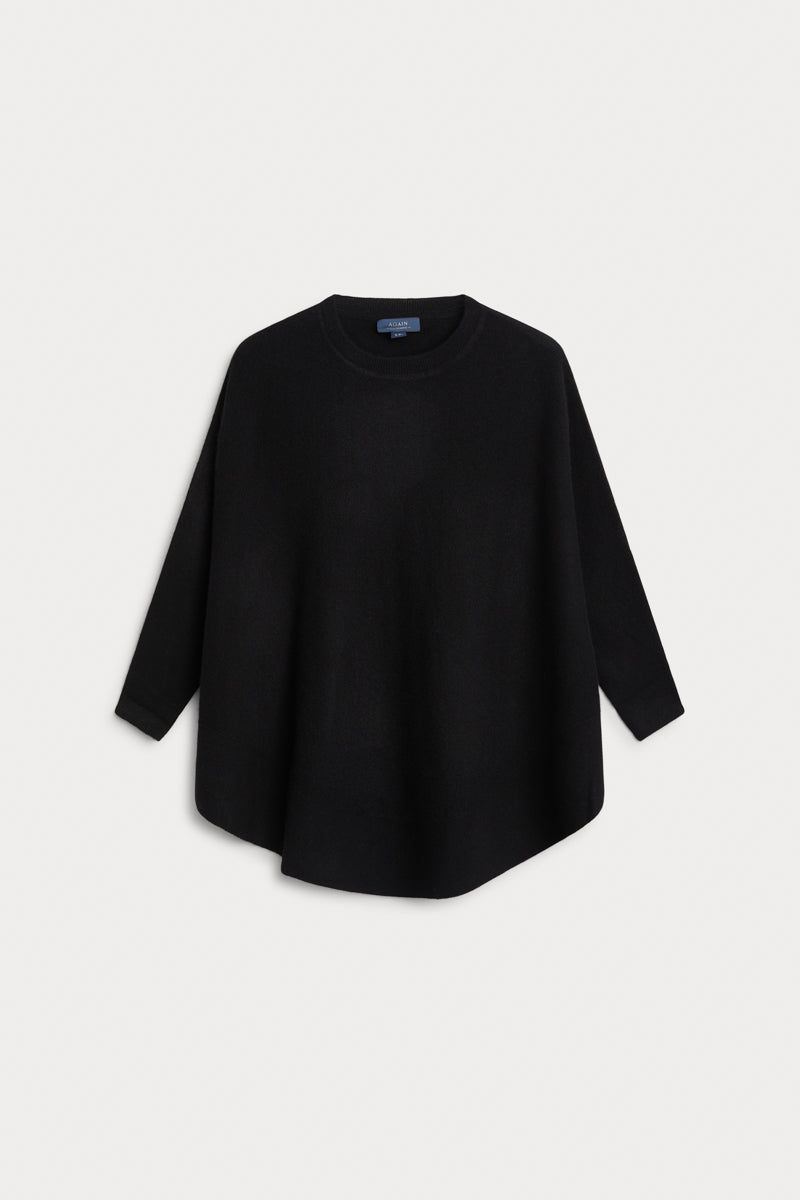 poncho caja redondo negro 100% cashmere. AGAIN Cashmere.