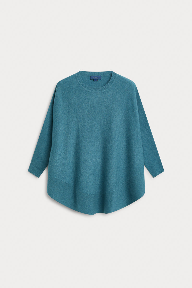 poncho caja redondo verde azulado 100% cashmere. AGAIN Cashmere.