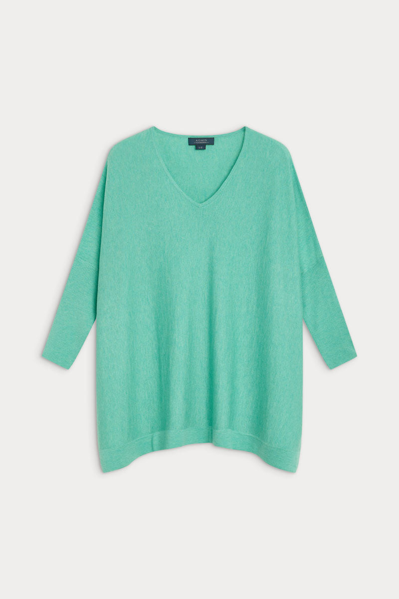 Poncho cuello pico cashmere ultrafino seda mujer 