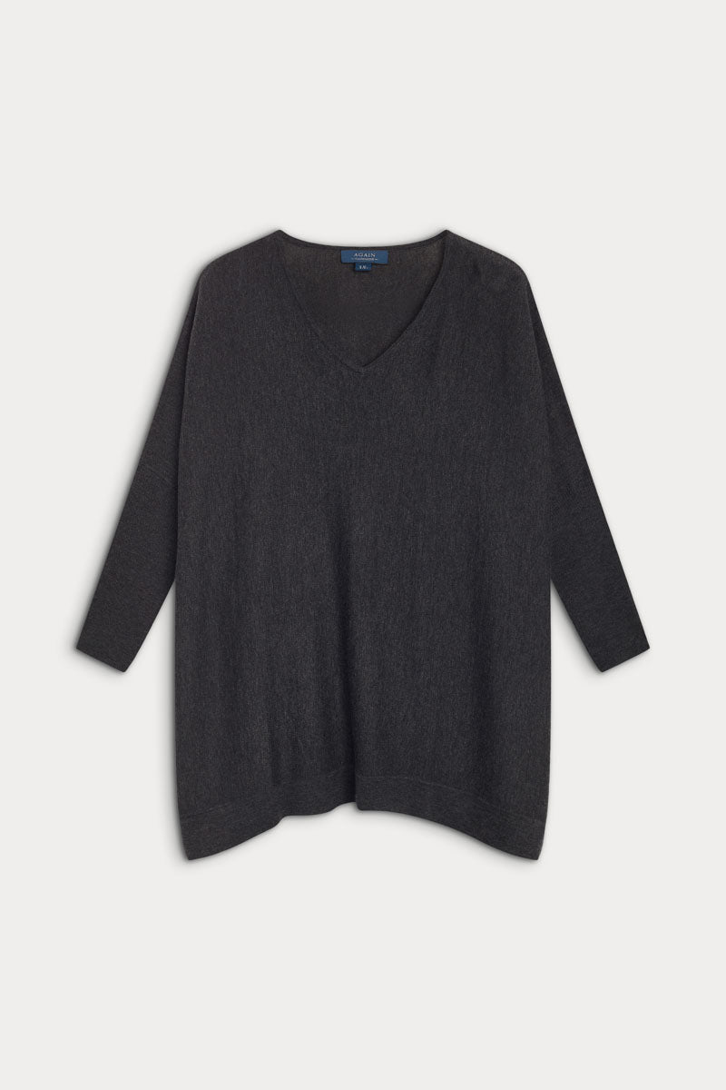 Poncho cuello pico cashmere ultrafino seda mujer 
