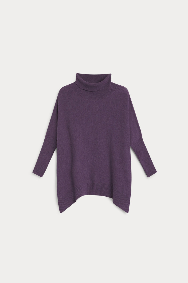 poncho cuello vuelto cashmere mujer uva