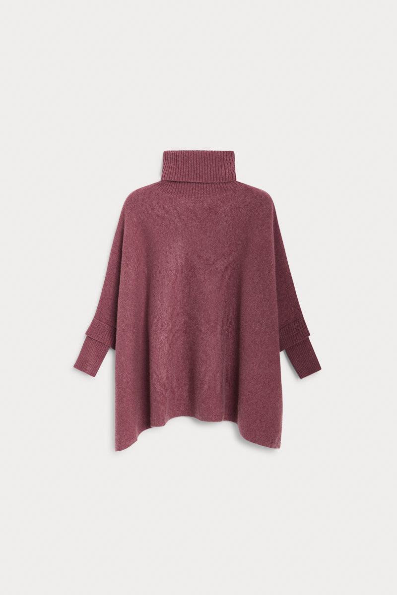 poncho cuello vuelto seis cabos cashmere berenjena 100% cashmere. AGAIN Cashmere.