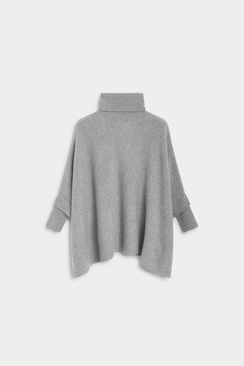 poncho cuello vuelto seis cabos cashmere gris 100% cashmere. AGAIN Cashmere.