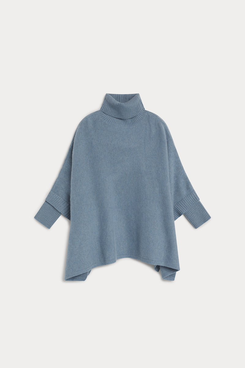 poncho cuello vuelto seis cabos AGAIN cashmere mujer baby blue