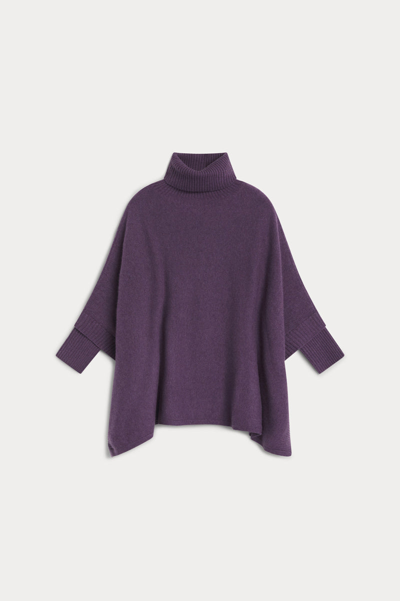 poncho cuello vuelto seis cabos AGAIN cashmere mujer uva