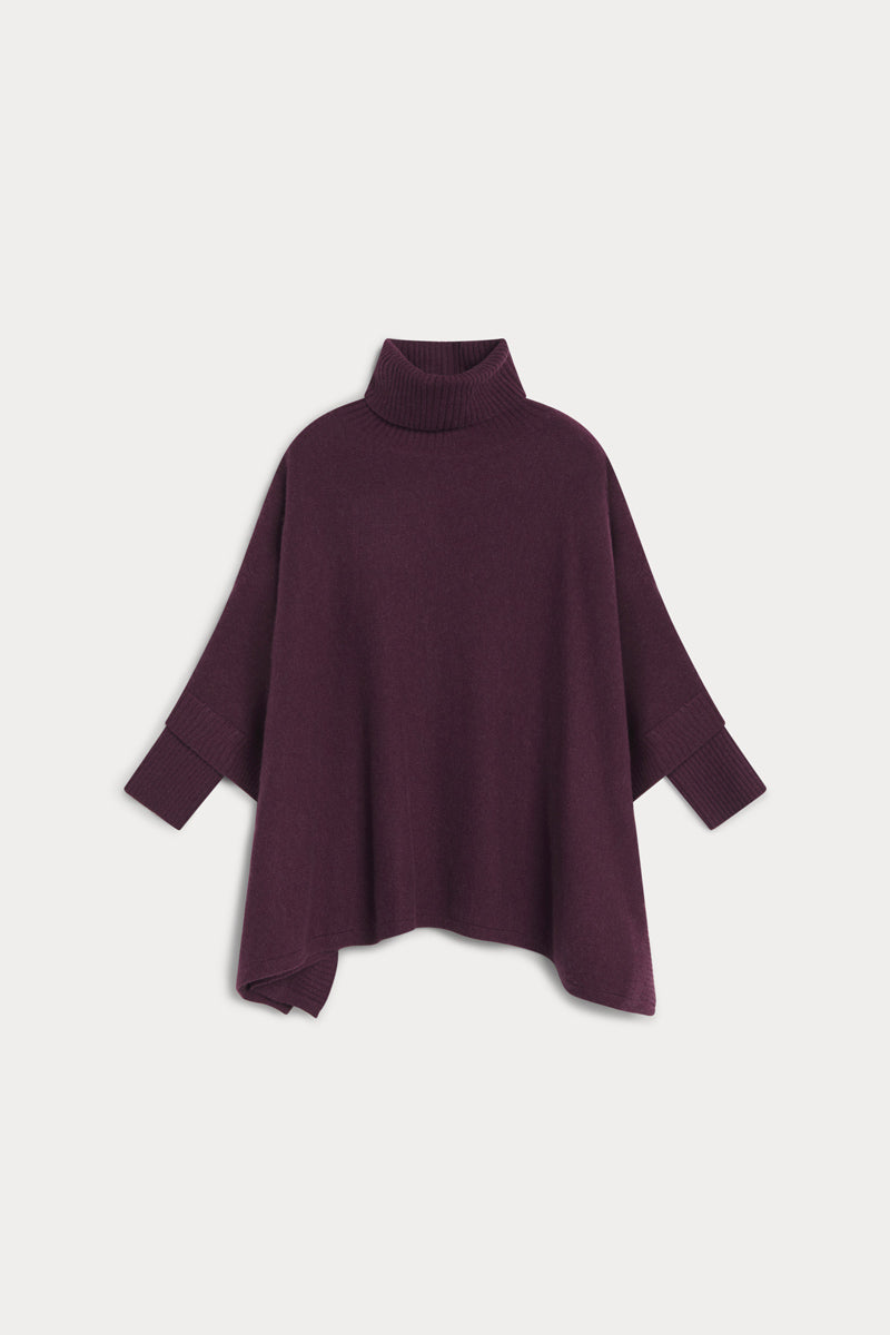 poncho cuello vuelto seis cabos AGAIN cashmere mujer red wine
