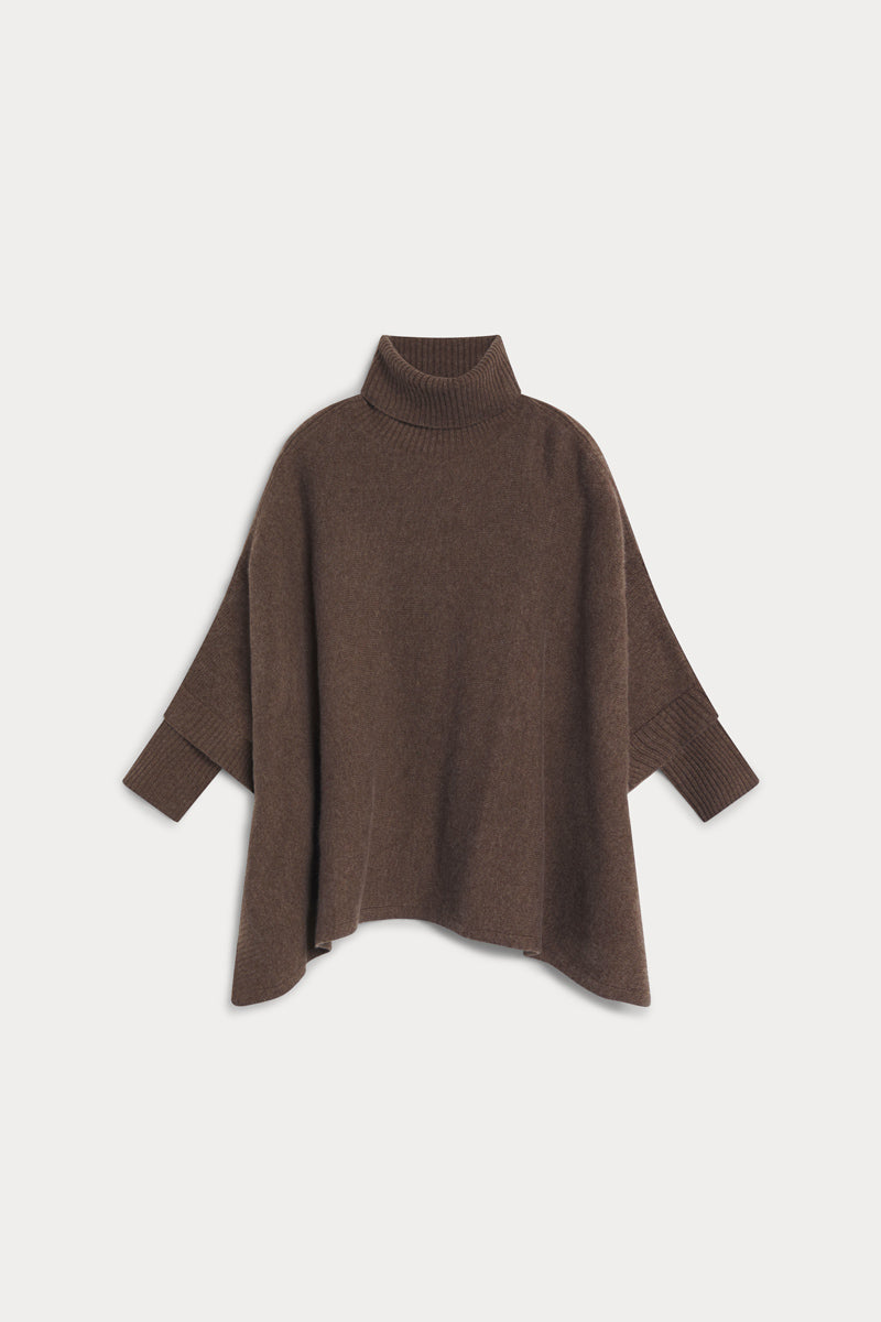 poncho cuello vuelto seis cabos AGAIN cashmere mujer marron