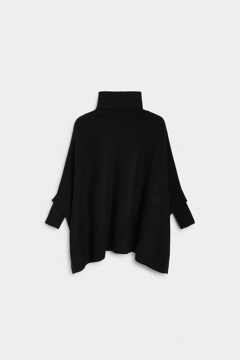 poncho cuello vuelto seis cabos cashmere negro 100% cashmere. AGAIN Cashmere.