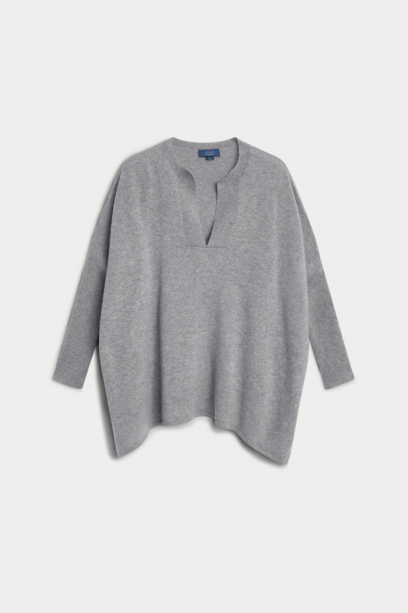 Poncho kurta gris 100% cashmere. AGAIN Cashmere.