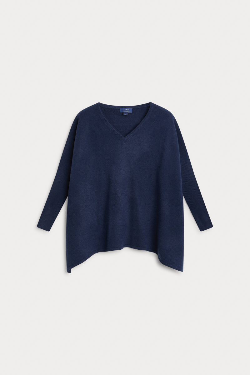 Poncho pico azul marino 100% cashmere. AGAIN Cashmere.