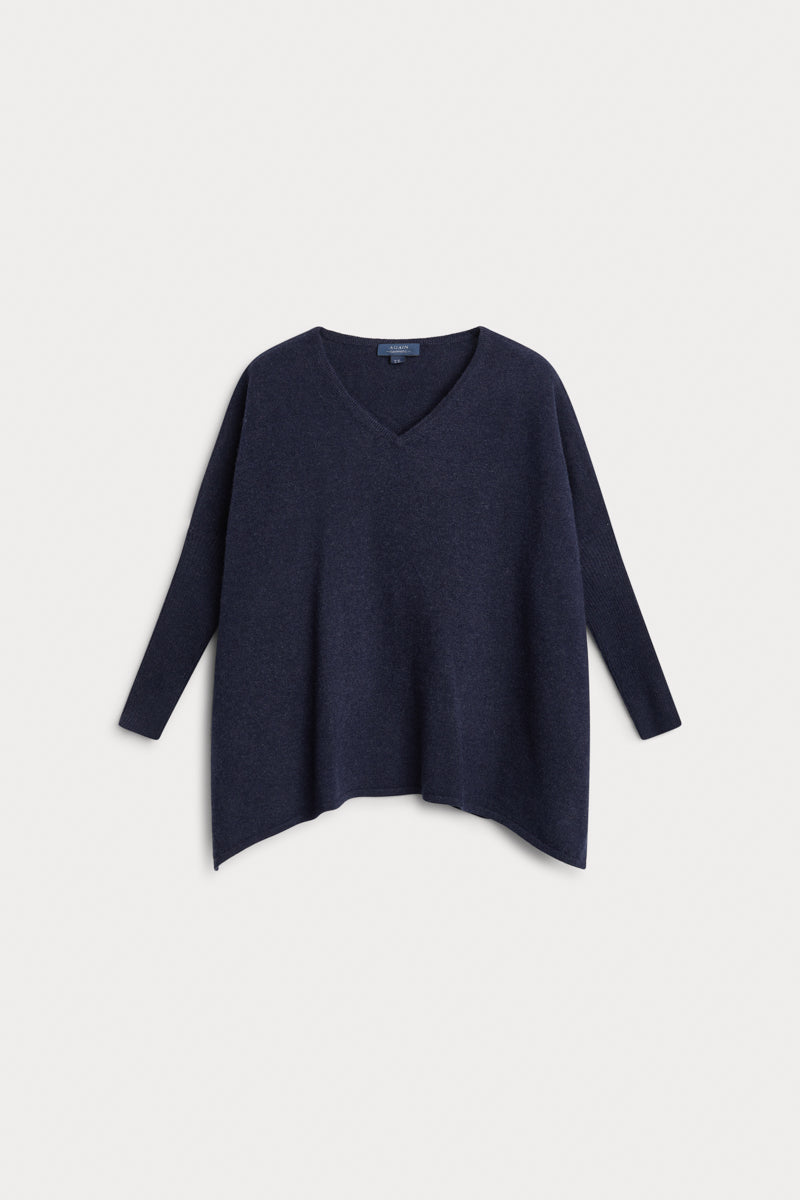 Poncho pico azul noche 100% cashmere. AGAIN Cashmere.