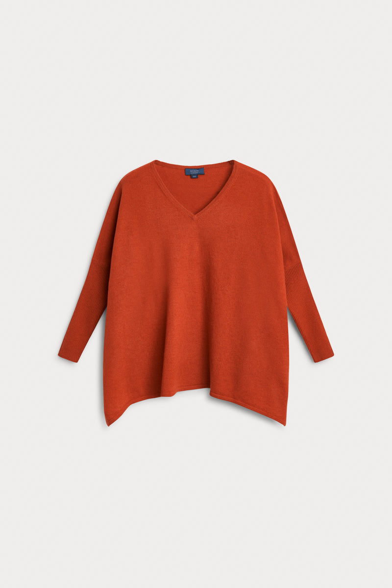 Poncho pico naranja 100% cashmere. AGAIN Cashmere.