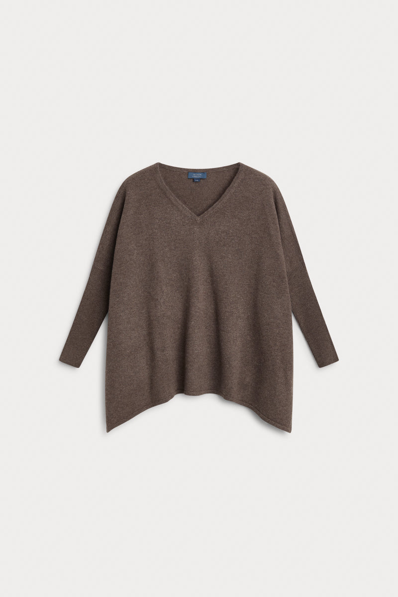 Poncho pico marron 100% cashmere. AGAIN Cashmere.